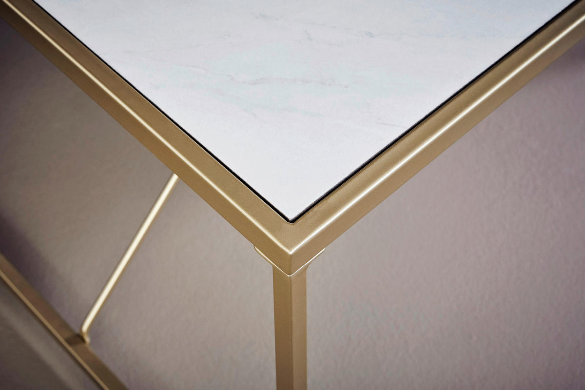 KONSOLENTISCH in Metall, Holzwerkstoff 111/30/76 cm    - Goldfarben/Weiß, KONVENTIONELL, Holzwerkstoff/Metall (111/30/76cm) - Livetastic