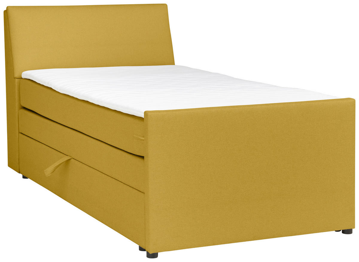 BOXSPRINGBETT 120/200 cm  in Gelb  - Gelb/Schwarz, MODERN, Holz/Textil (120/200cm) - MID.YOU