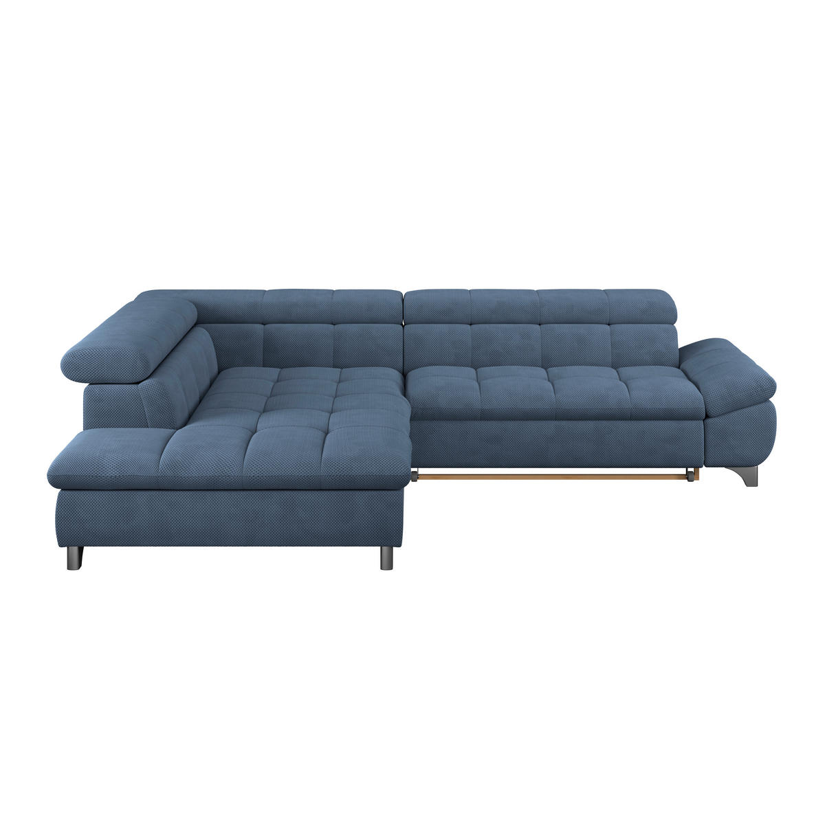 ECKSOFA Dunkelblau Chenille  - Chromfarben/Dunkelblau, KONVENTIONELL, Textil/Metall (234/312cm) - Livetastic
