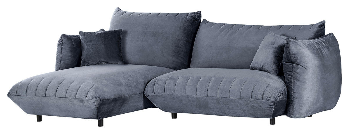 HÖRNSOFFA i plysch blågrå  - blågrå/svart, Klassisk, textil/plast (170/270cm) - MID.YOU