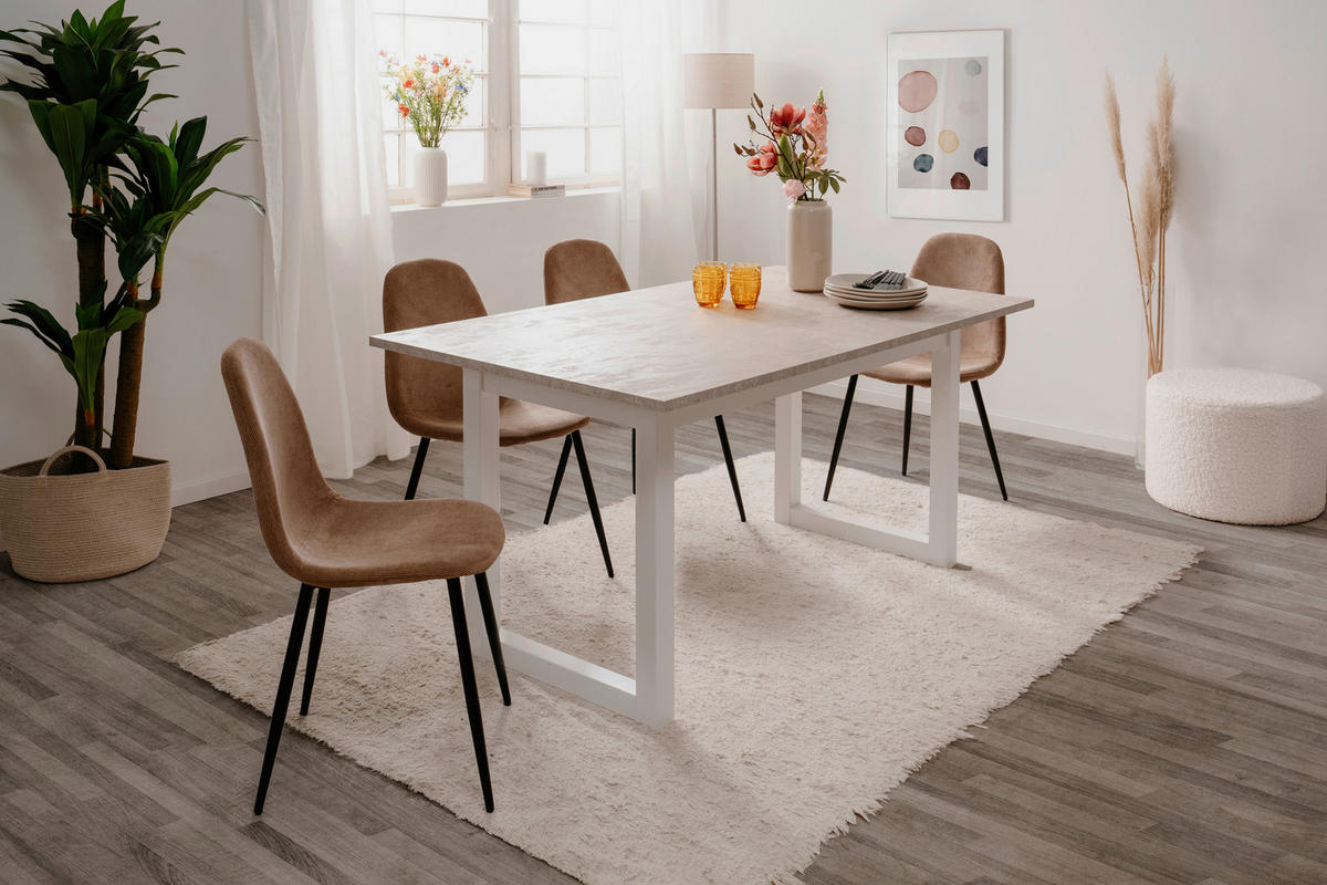 ESSTISCH in Holzwerkstoff 160-200/90/75 cm  - Sandfarben/Weiss, Modern, Holzwerkstoff (160-200/90/75cm) - MID.YOU