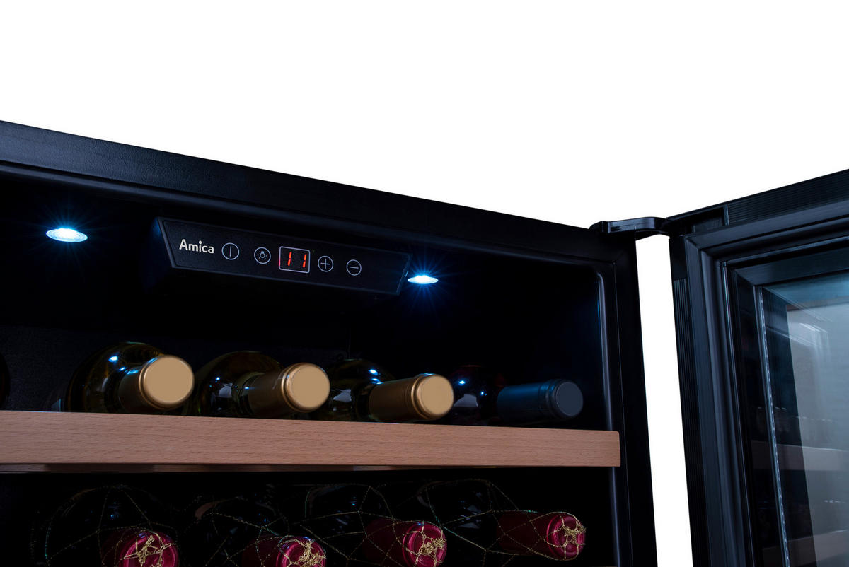 WEINKÜHLSCHRANK WK341210S  - Schwarz, Basics, Glas/Metall (59/59,5/54,5cm) - Amica