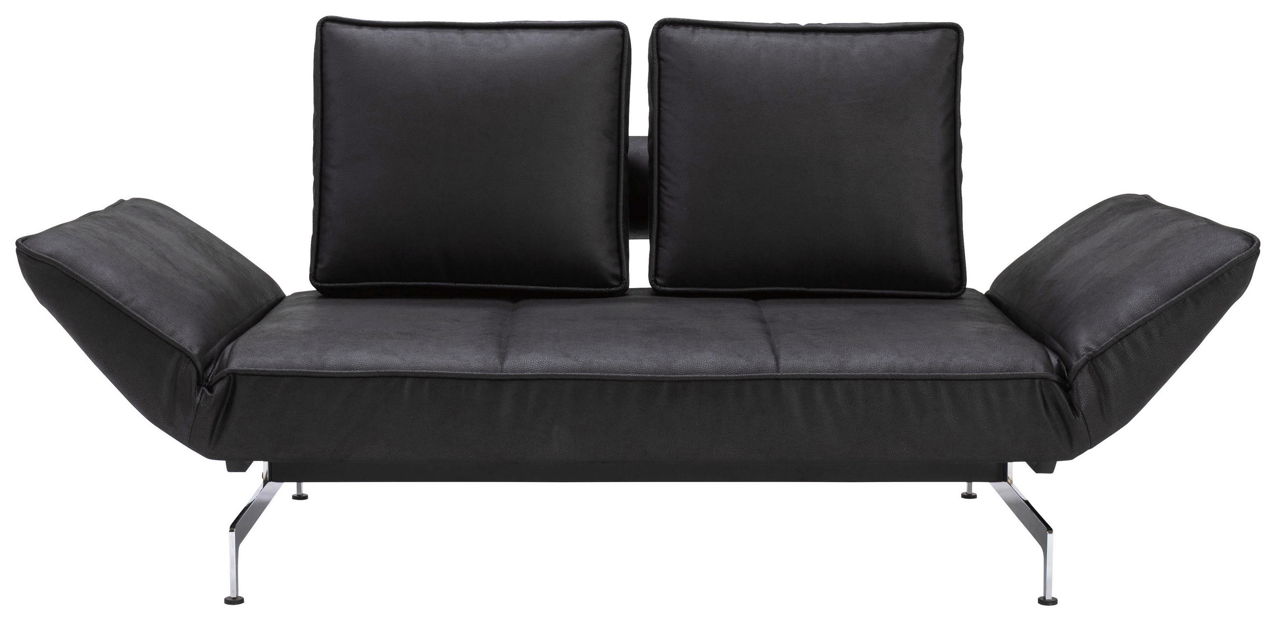 SCHLAFSOFA Lederlook Schwarz  - Chromfarben/Schwarz, Design, Textil/Metall (178/83/93cm) - Niels Andersson