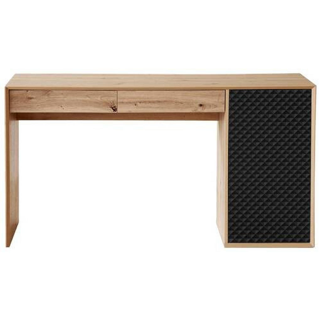 Thumbnail - Hom`in Schreibtisch, Schwarz, Eiche Artisan, Holzwerkstoff, 3 Schubladen, rechteckig, Wange, 60x75x140 cm, Bsci, Staurau...