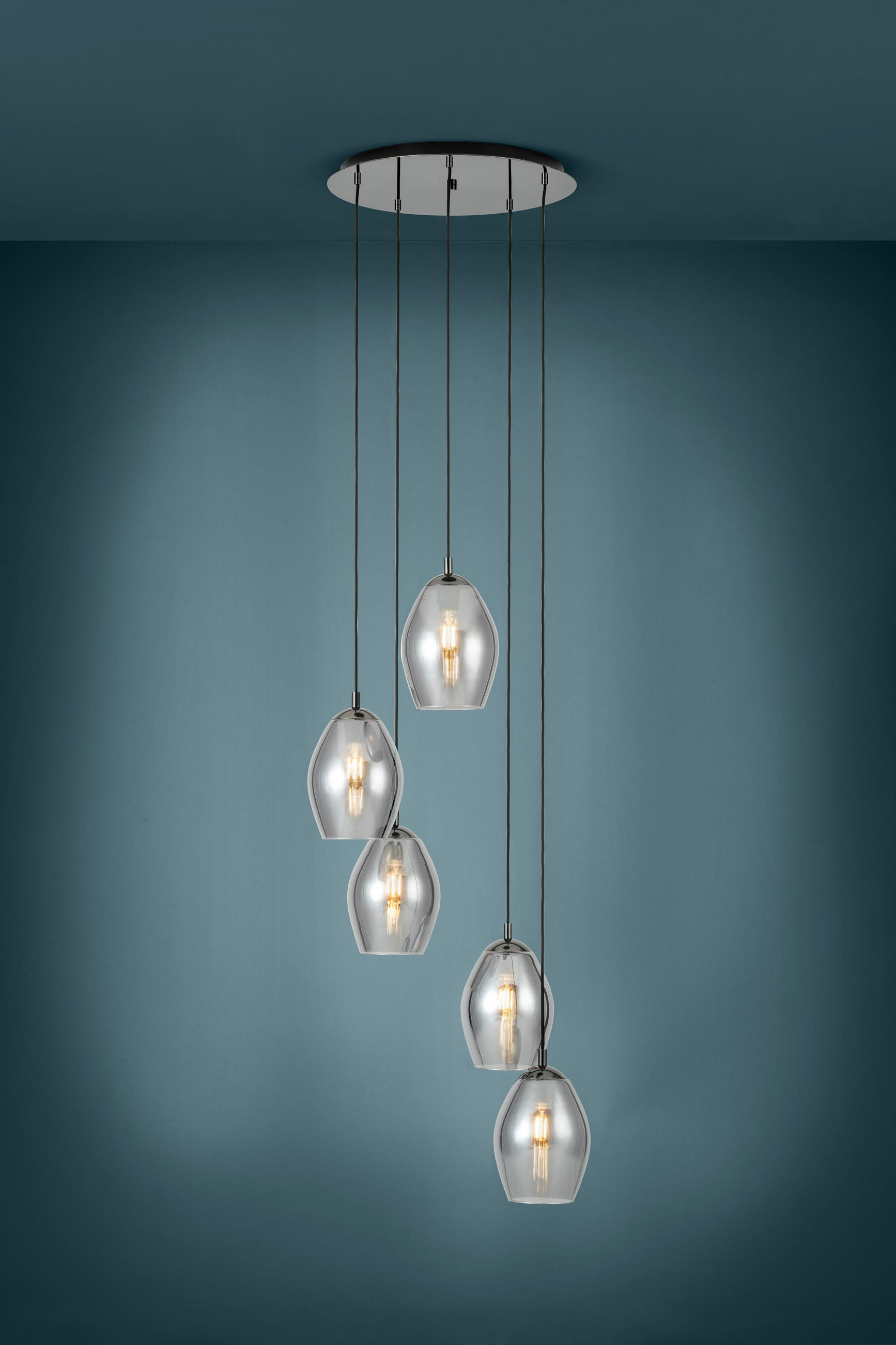LED-HÄNGELEUCHTE 58/200 cm  - Schwarz, Design, Glas/Metall (58/200cm) - Eglo