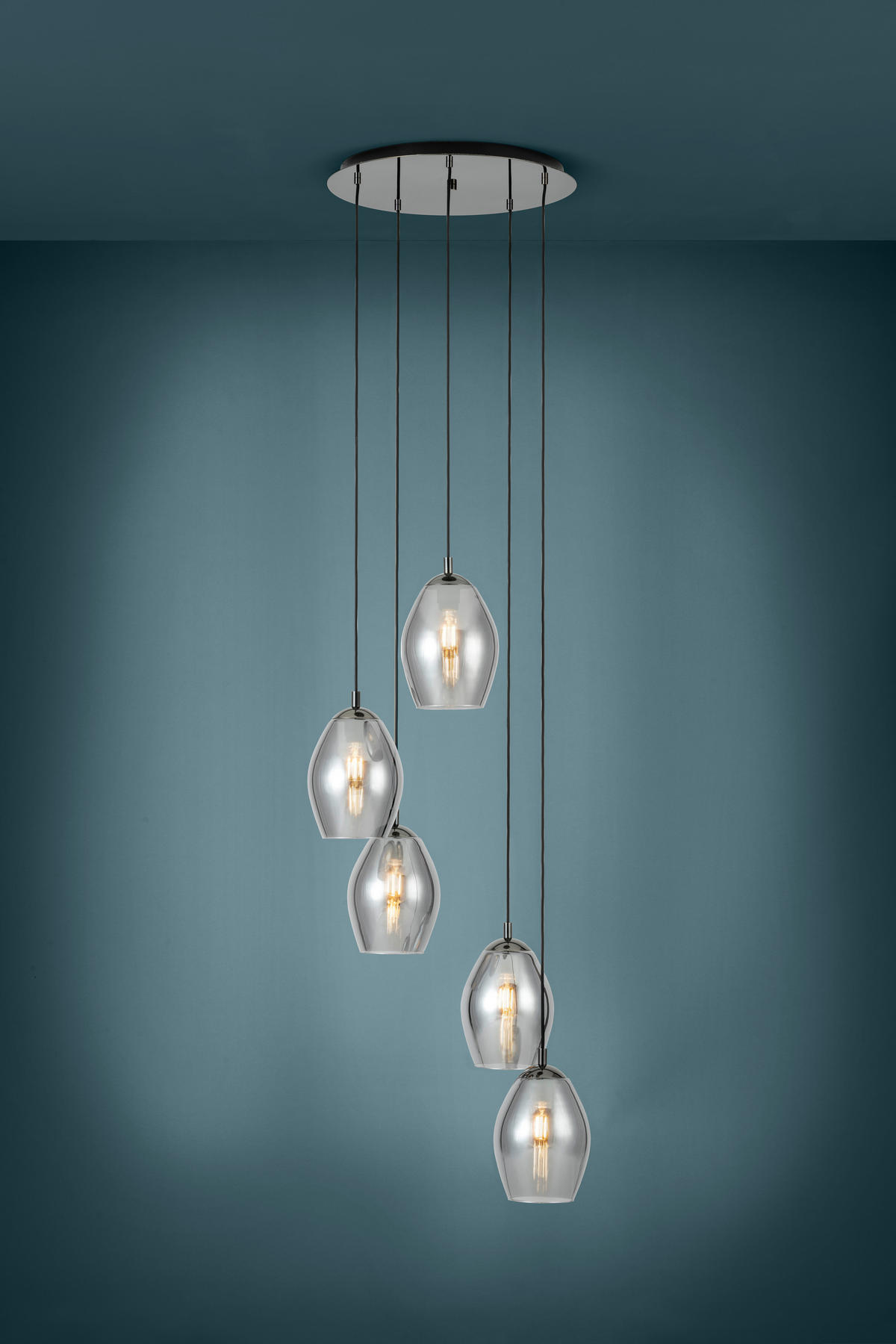 LED-HÄNGELEUCHTE 58/200 cm  - Schwarz, Design, Glas/Metall (58/200cm) - Eglo