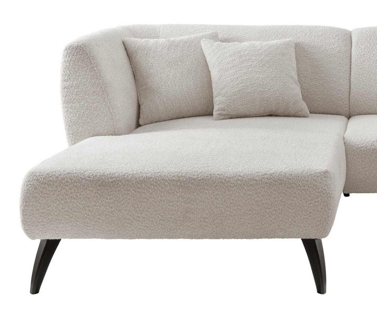 ECKSOFA Weiß Bouclé  - Schwarz/Weiß, MODERN, Holz/Textil (160/264cm) - MID.YOU