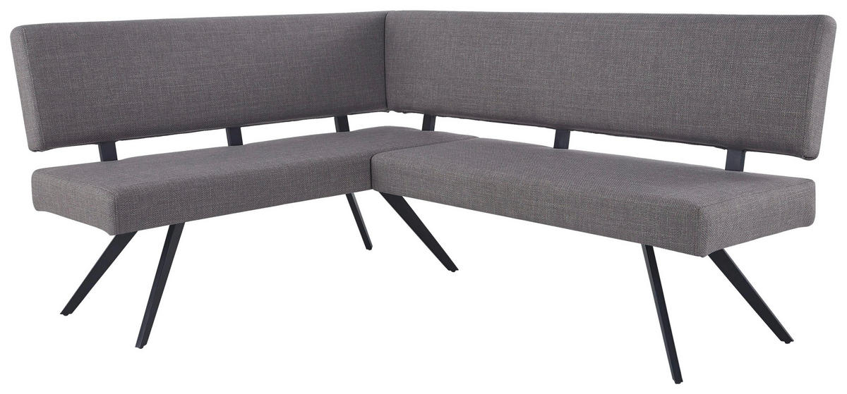 ECKBANK 150/190 cm  in Hellgrau  - Hellgrau/Schwarz, KONVENTIONELL, Textil/Metall (150/190cm) - MID.YOU