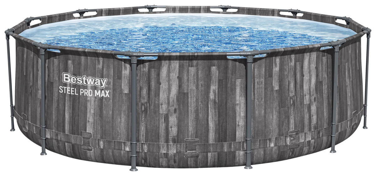 POOL-SET STEEL PRO MAX 5614X 366/100 cm  - Hellblau/Grau, KONVENTIONELL, Kunststoff/Metall (366/100cm) - Bestway
