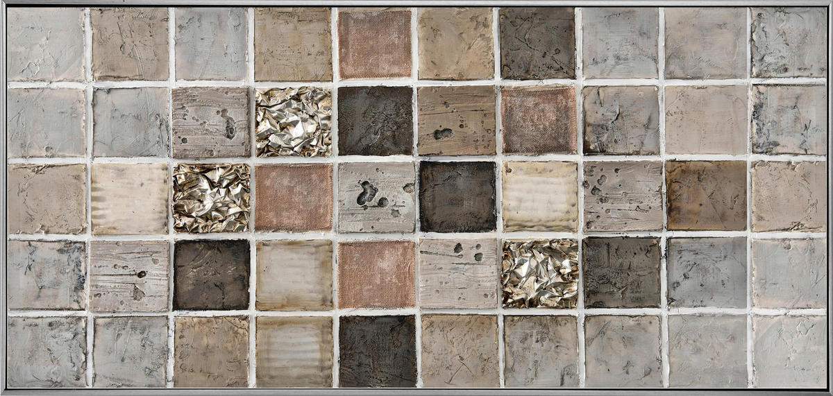 ÖLGEMÄLDE Abstraktes 150/70 cm  - Beige/Silberfarben, Design, Holz/Kunststoff (150/70cm) - Monee