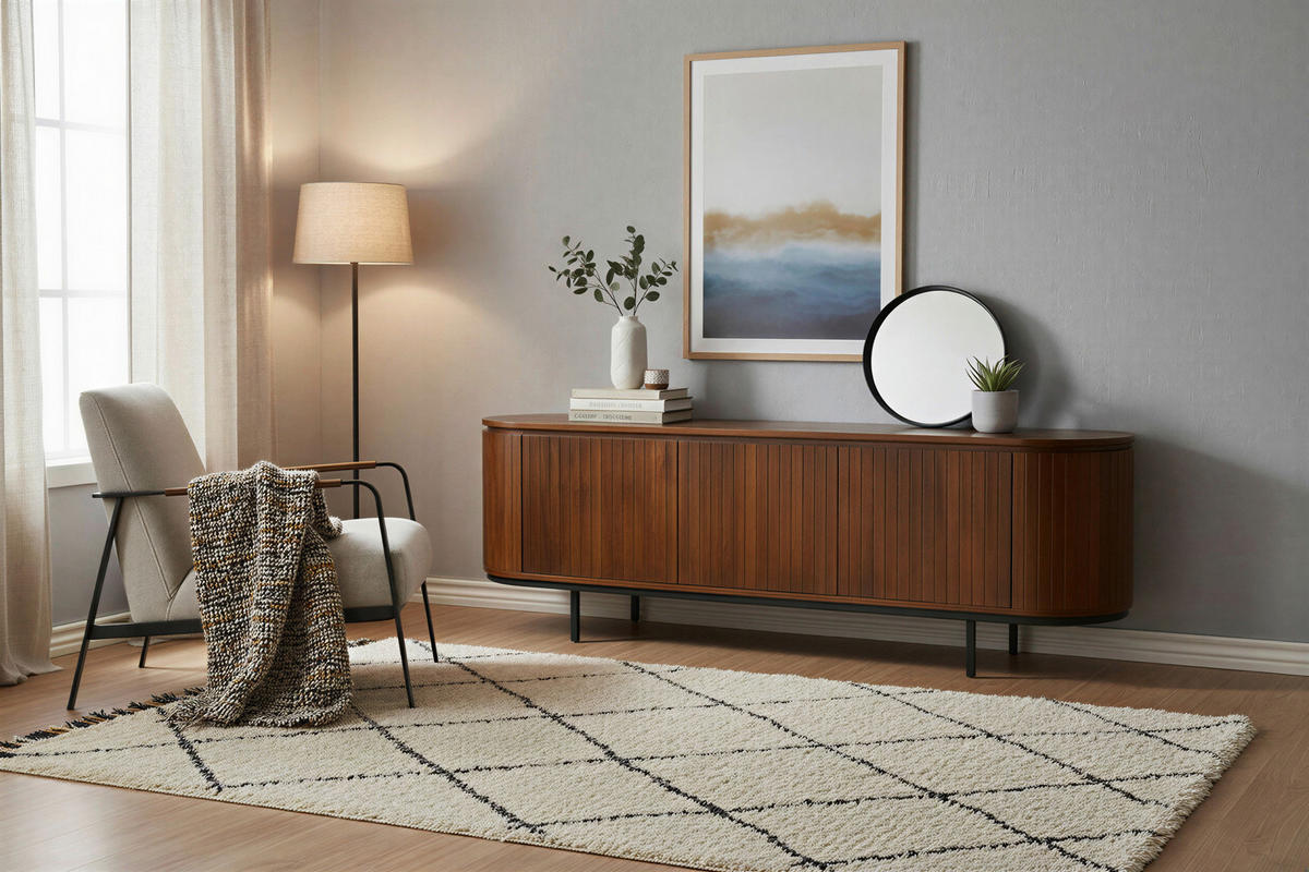 LOWBOARD  170/56/43 cm   - Schwarz/Naturfarben, Design, Holz/Metall (170/56/43cm) - MID.YOU