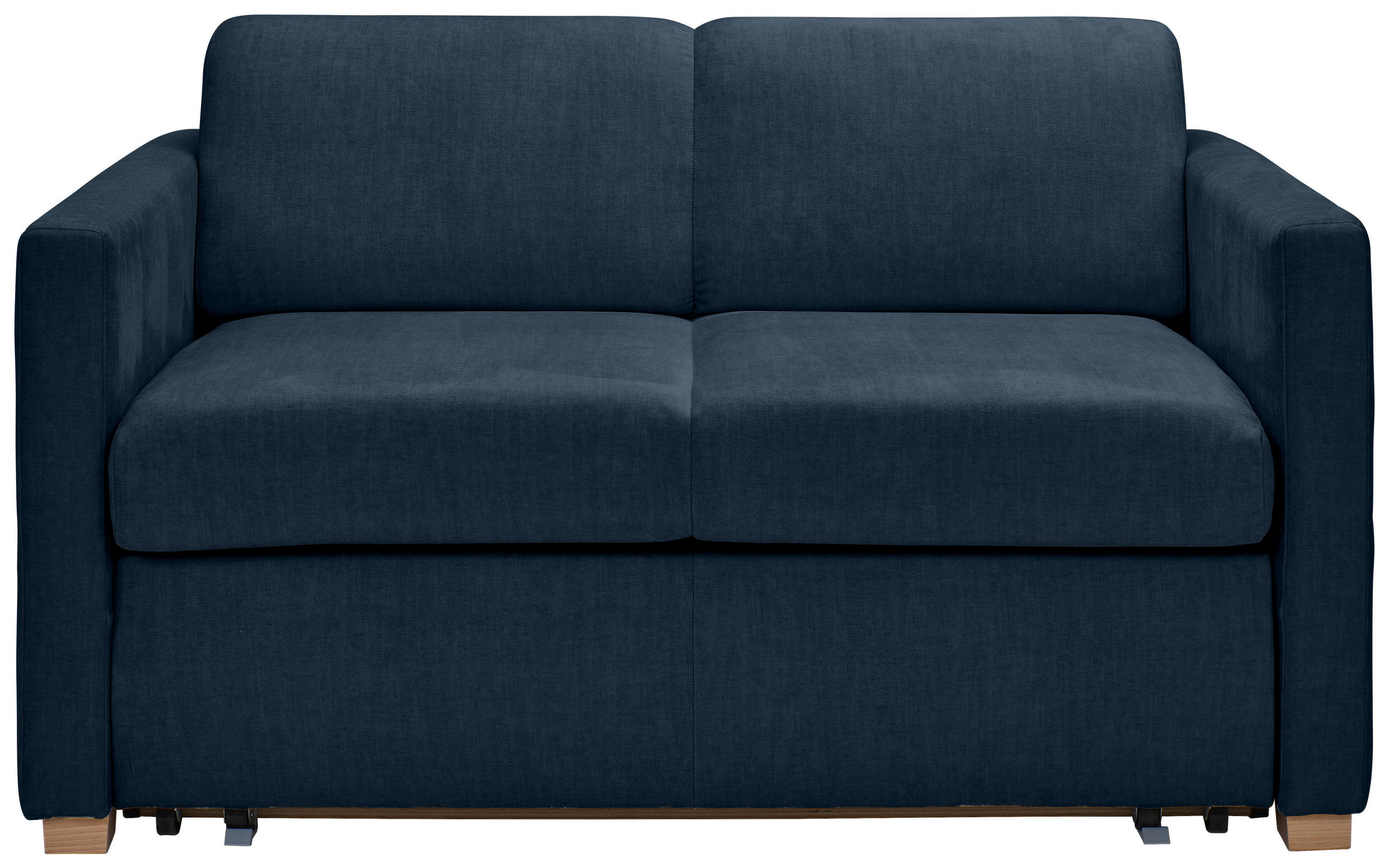 SCHLAFSOFA Flachgewebe Dunkelblau  inkl. Bettkasten, Schlaffunktion, Rücken echt  - Buchefarben/Naturfarben, KONVENTIONELL, Holz/Textil (144/81/97,5cm) - Carryhome