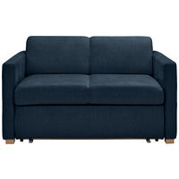 SCHLAFSOFA Flachgewebe Dunkelblau  inkl. Bettkasten, Schlaffunktion, Rücken echt  - Buchefarben/Naturfarben, KONVENTIONELL, Holz/Textil (144/81/97,5cm) - Carryhome