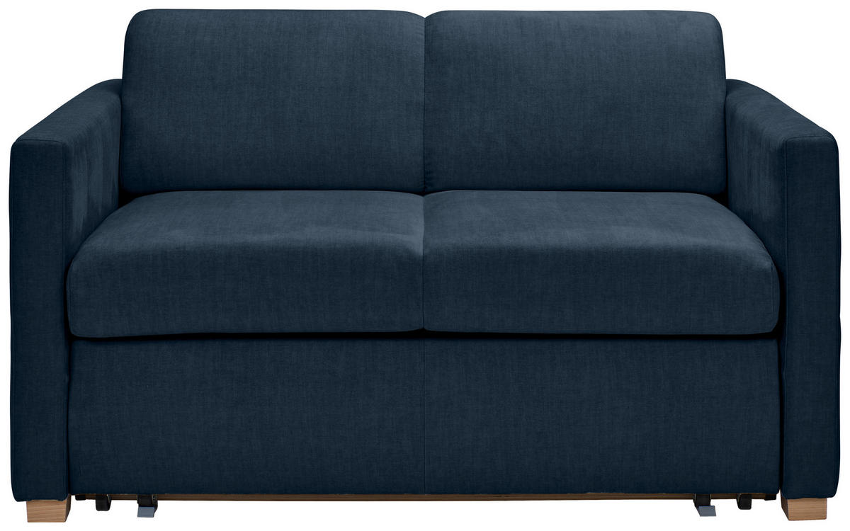SCHLAFSOFA Flachgewebe Dunkelblau  inkl. Bettkasten, Schlaffunktion, Rücken echt  - Buchefarben/Naturfarben, KONVENTIONELL, Holz/Textil (144/81/97,5cm) - Carryhome