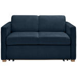 SCHLAFSOFA Flachgewebe Dunkelblau  inkl. Bettkasten, Schlaffunktion, Rücken echt  - Buchefarben/Naturfarben, KONVENTIONELL, Holz/Textil (144/81/97,5cm) - Carryhome