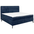 BOXSPRINGBETT 180/200 cm,  in Dunkelblau, Topper, H2 + H3 = mittel + fest  - Schwarz/Dunkelblau, Design, Textil/Metall (180/200cm) - Esposa