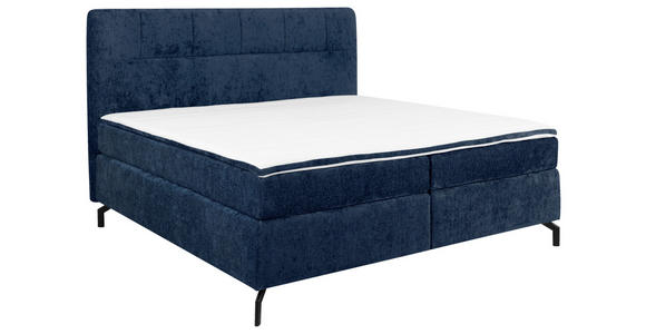 BOXSPRINGBETT 180/200 cm,  in Dunkelblau, Topper, H2 + H3 = mittel + fest  - Schwarz/Dunkelblau, Design, Textil/Metall (180/200cm) - Esposa