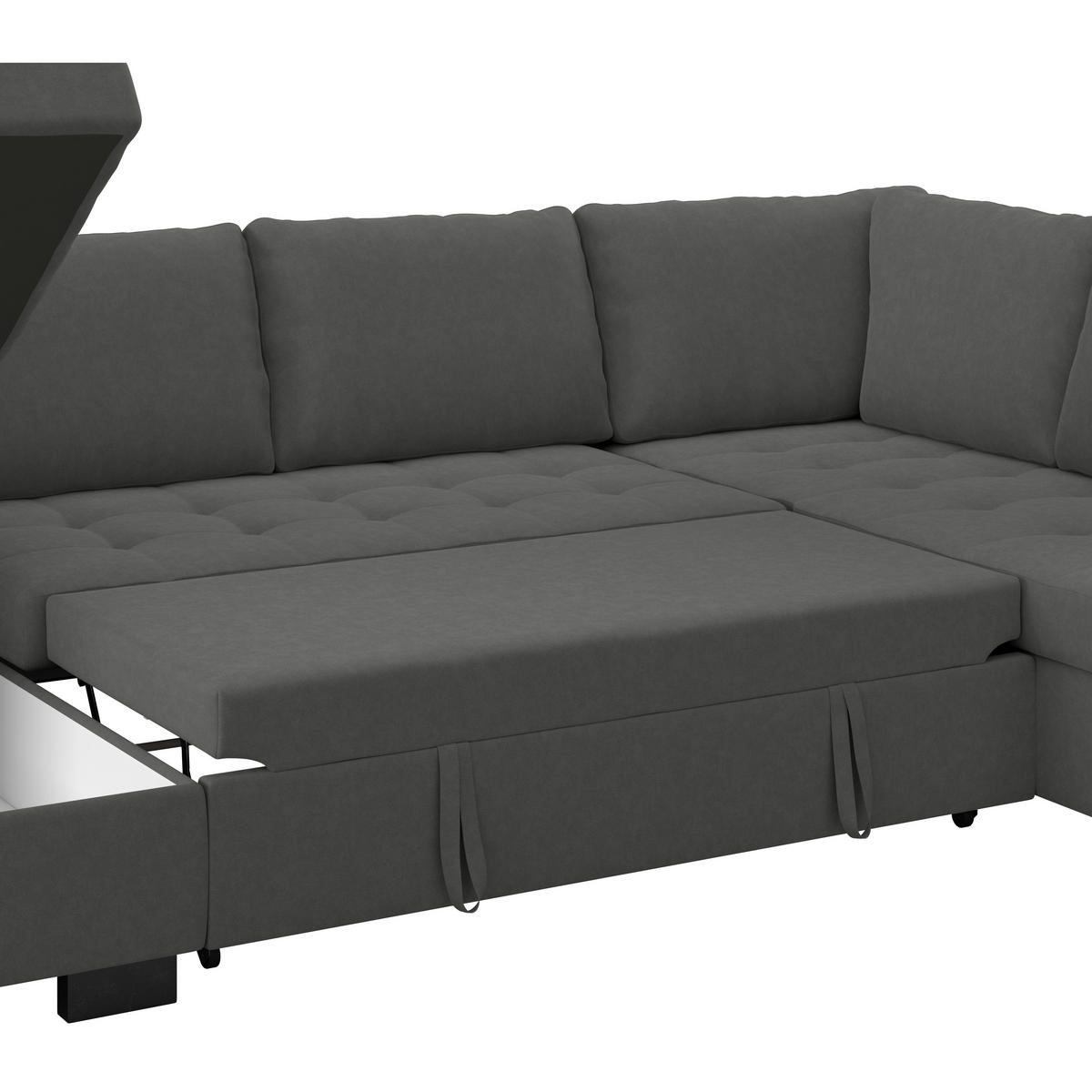 WOHNLANDSCHAFT Anthrazit Mikrofaser  - Anthrazit/Schwarz, MODERN, Kunststoff/Textil (155/305/178cm) - P & B