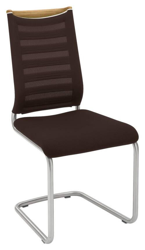 SCHWINGSTUHL  in Netz, Flachgewebe  - Edelstahlfarben/Eichefarben, Design, Holz/Textil (47/99/59cm) - Venjakob