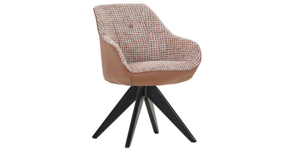 ARMLEHNSTUHL  in Chenille, Lederlook  - Terracotta/Schwarz, MODERN, Holz/Textil (60/83/65cm) - Novel