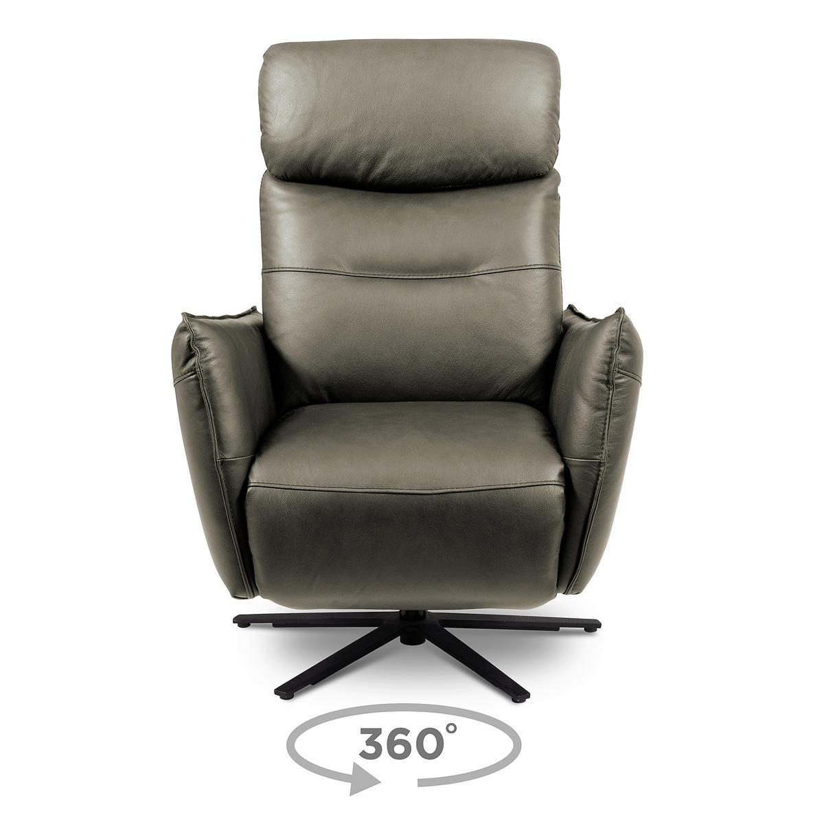 RELAXSESSEL in Leder Grau  - Schwarz/Grau, Design, Leder/Metall (77/107/88cm) - Livetastic