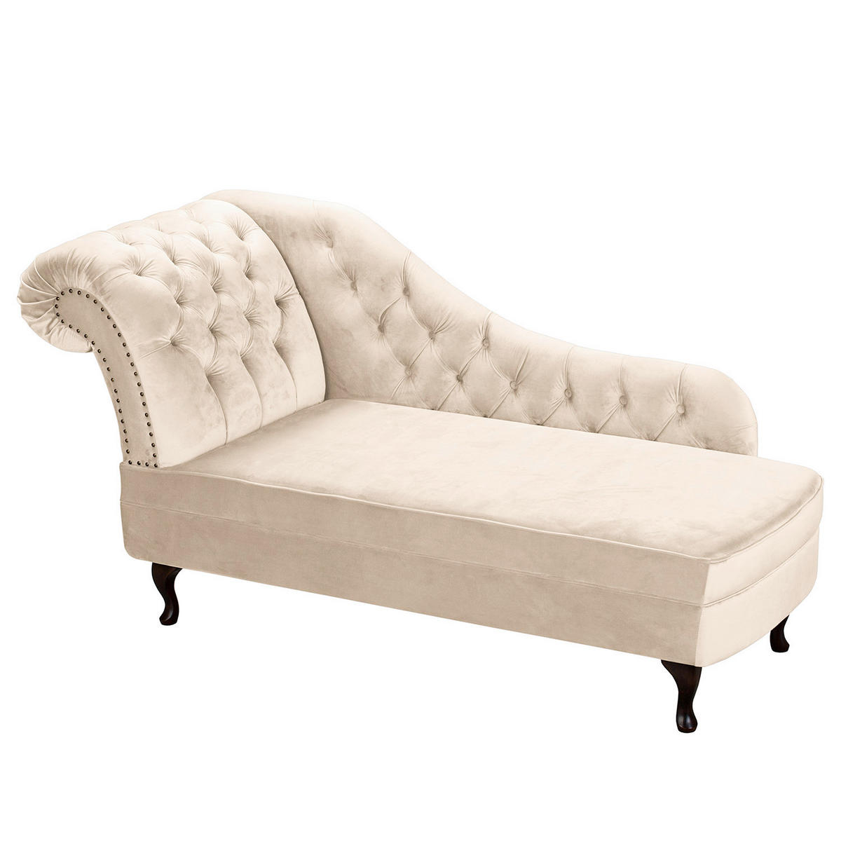 RÉCAMIERE Pako in Samt Creme  - Creme/Braun, Design, Holz/Textil (185/93/75cm) - Livetastic