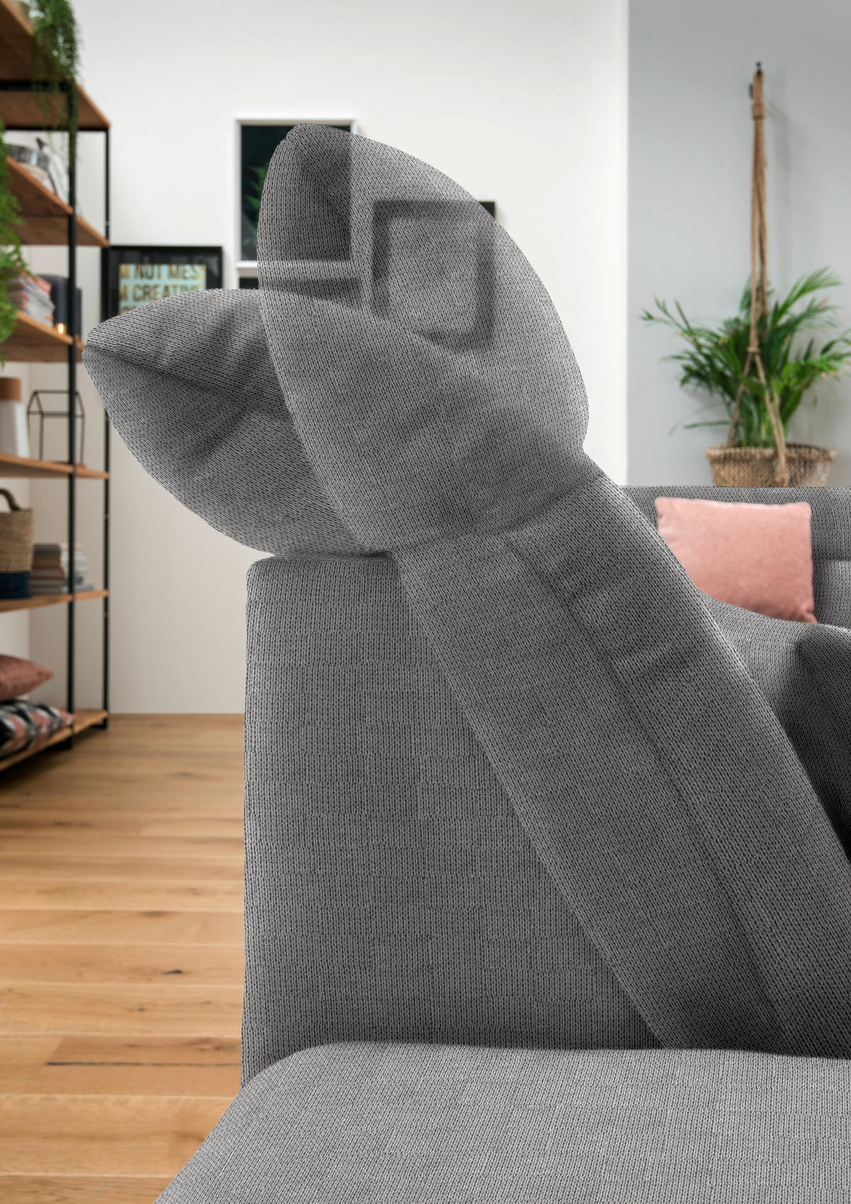 WOHNLANDSCHAFT in Mikrofaser Grau  - Chromfarben/Grau, Design, Kunststoff/Textil (204/350/211cm) - Xora