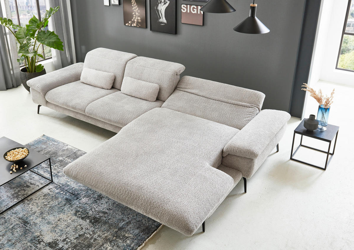 SJEDEĆA GARNITURA tekstil  srebrne boje   - srebrne boje/crna, Moderno, tekstil (345/191cm) - Beldomo Comfort