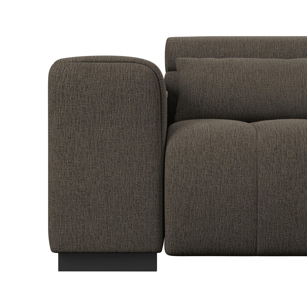 ECKSOFA MATERA Dunkelbraun Chenille, Struktur Nierenkissen, Kopfteilverstellung, Sitzvorzug  - Dunkelbraun/Schwarz, Trend, Holz/Textil (311/226cm) - MID.YOU