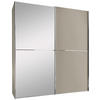 SCHWEBETÜRENSCHRANK  in Sandfarben  - Sandfarben/Chromfarben, Design, Glas/Holzwerkstoff (188/222/68cm) - Moderano