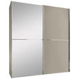 SCHWEBETÜRENSCHRANK  in Sandfarben  - Sandfarben/Chromfarben, Design, Glas/Holzwerkstoff (200/222/68cm) - Moderano