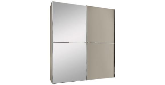 SCHWEBETÜRENSCHRANK  in Sandfarben  - Sandfarben/Chromfarben, Design, Glas/Holzwerkstoff (200/222/68cm) - Moderano