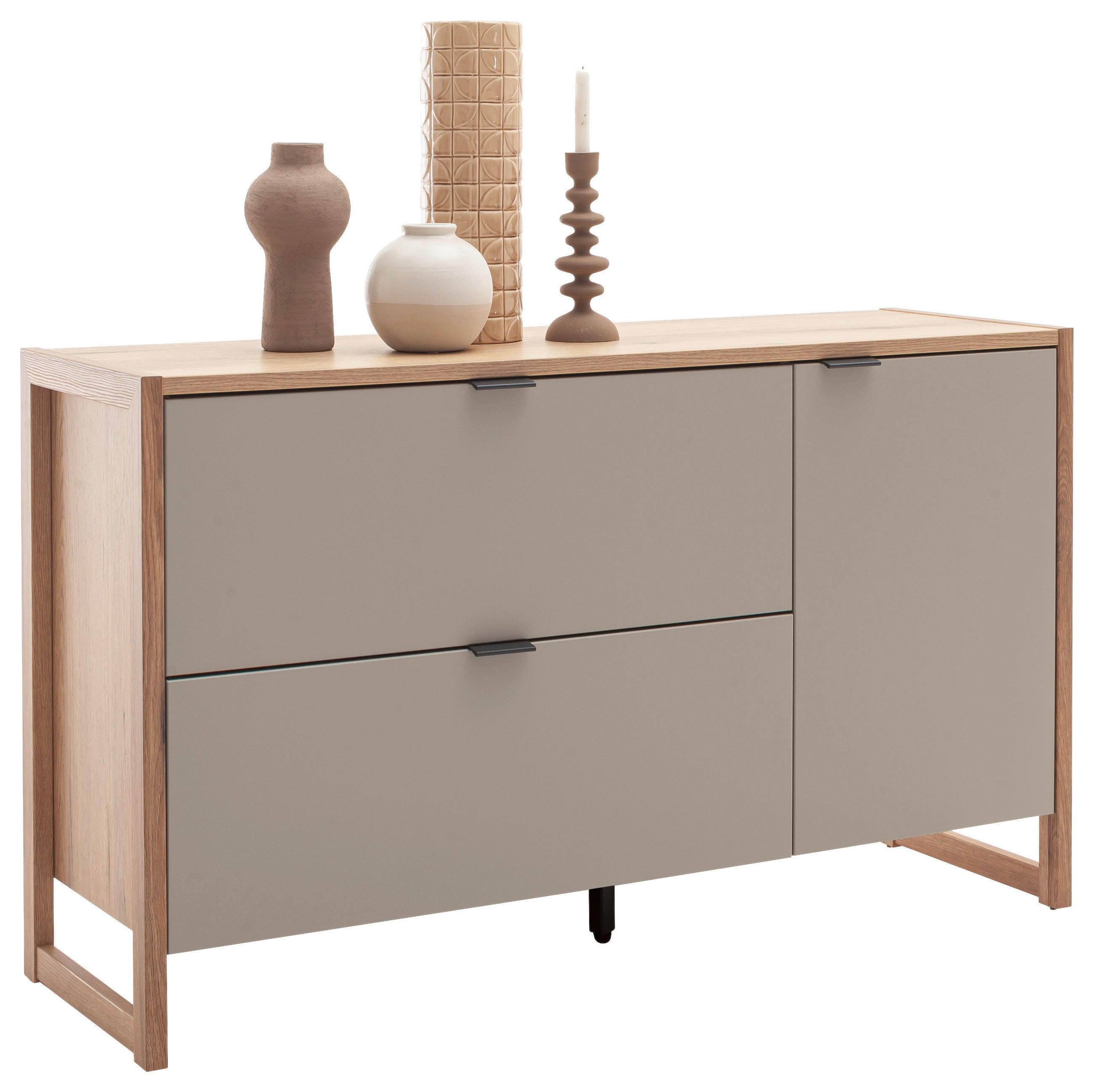 SIDEBOARD Grau, Eichefarben  140/84/44 cm  - Eichefarben/Anthrazit, Design, Holzwerkstoff/Metall (140/84/44cm) - Hom`in