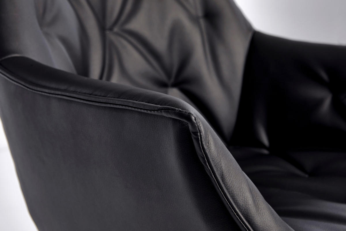 DREHSTUHL  in Lederlook Schwarz, Chromfarben  - Chromfarben/Schwarz, Modern, Kunststoff/Textil (61/61/84cm) - Livetastic
