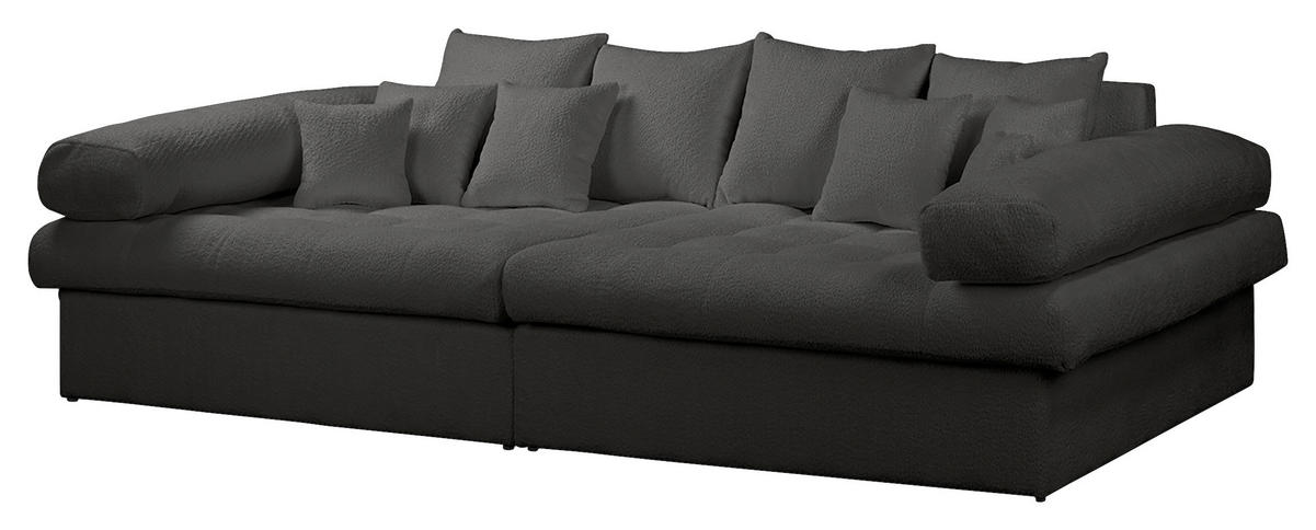 BIGSOFA Teddystoff Dunkelgrau  - Dunkelgrau/Schwarz, Design, Kunststoff/Textil (284/94/148cm) - Livetastic