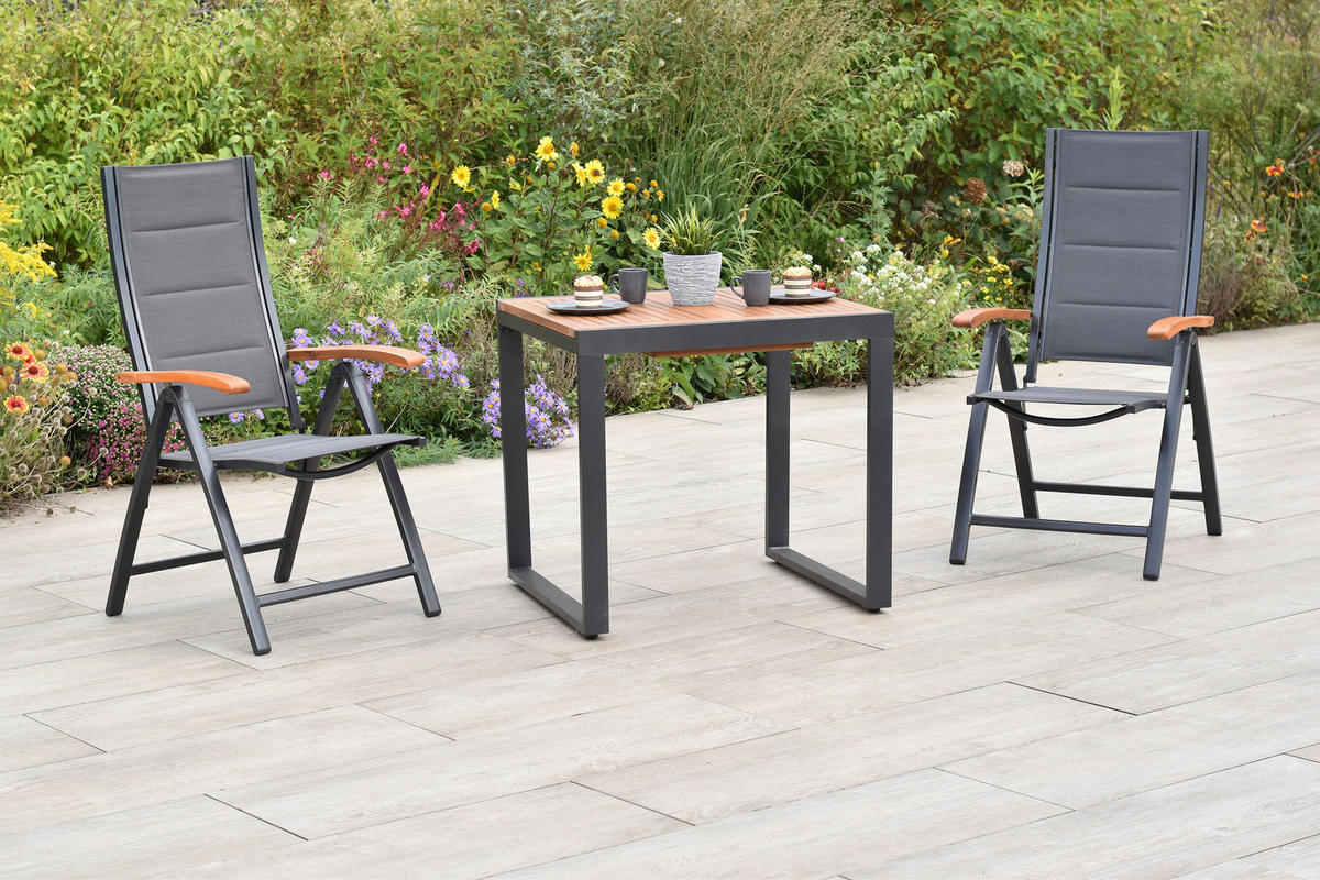 GARTENSET Akazie massiv Aluminium  - Graphitfarben/Akaziefarben, MODERN, Holz/Textil - Gardenson