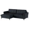 ECKSOFA in Flachgewebe, Leinenoptik Dunkelblau  - Schwarz/Dunkelblau, Design, Textil/Metall (170/242cm) - Xora