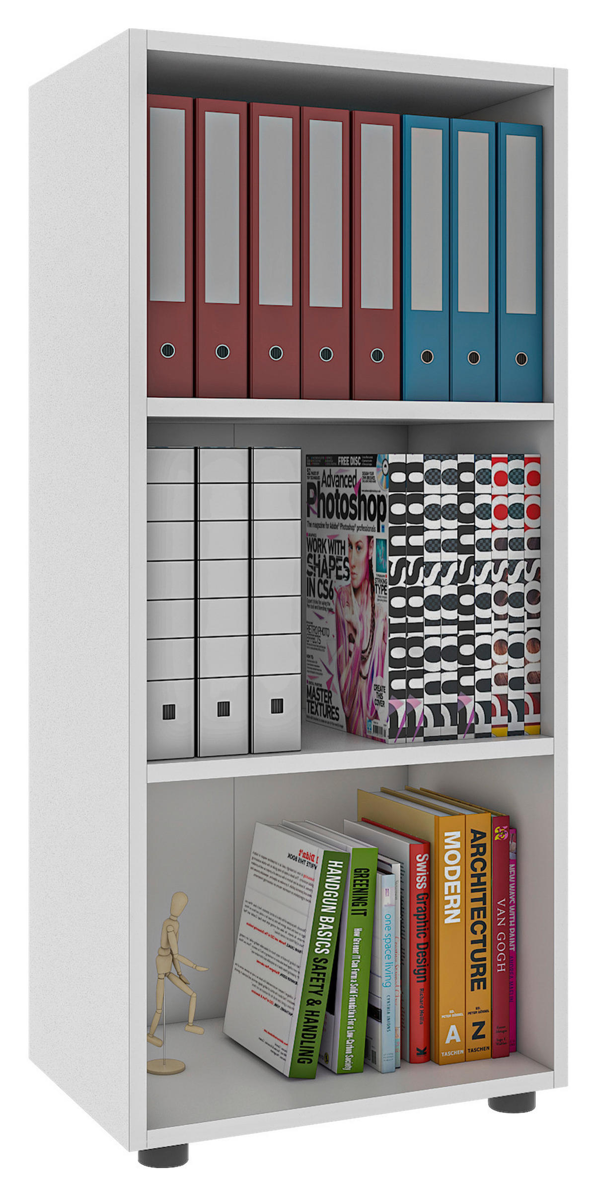 REGAL  49/108/32 cm Weiss  - Weiss/Schwarz, Modern, Holzwerkstoff/Kunststoff (49/108/32cm) - MID.YOU
