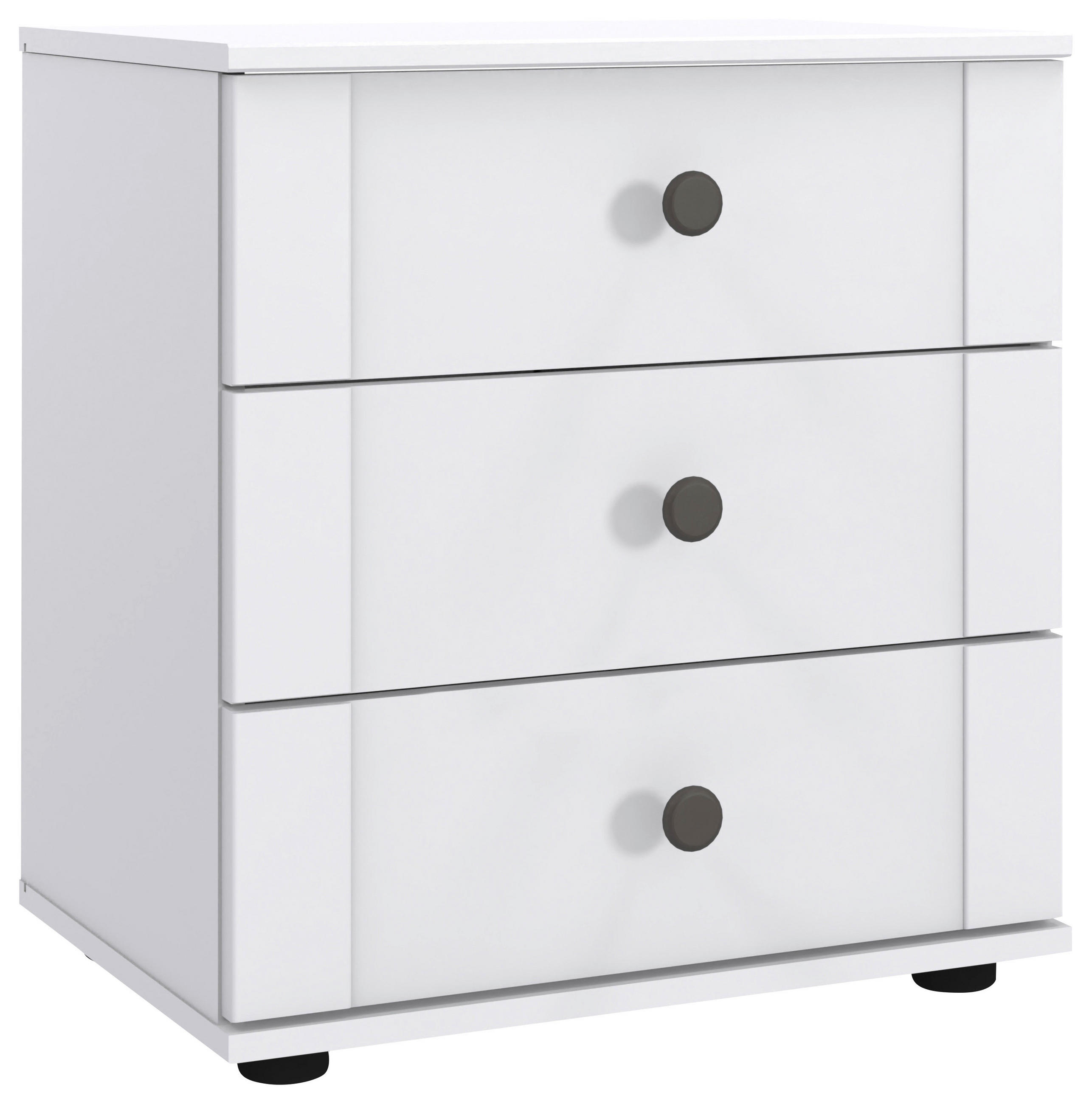 NACHTKÄSTCHEN 52/58/38 cm in Weiß - Schwarz/Weiß, Trend, Holzwerkstoff/Kunststoff (52/58/38cm) - Carryhome