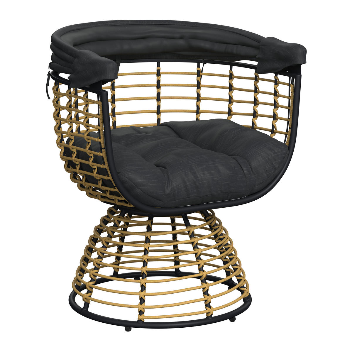 GARTENMUSCHEL 80,5/73/160 cm Stahl  - Schwarz/Naturfarben, Basics, Kunststoff/Textil (80,5/73/160cm) - Ambia Garden