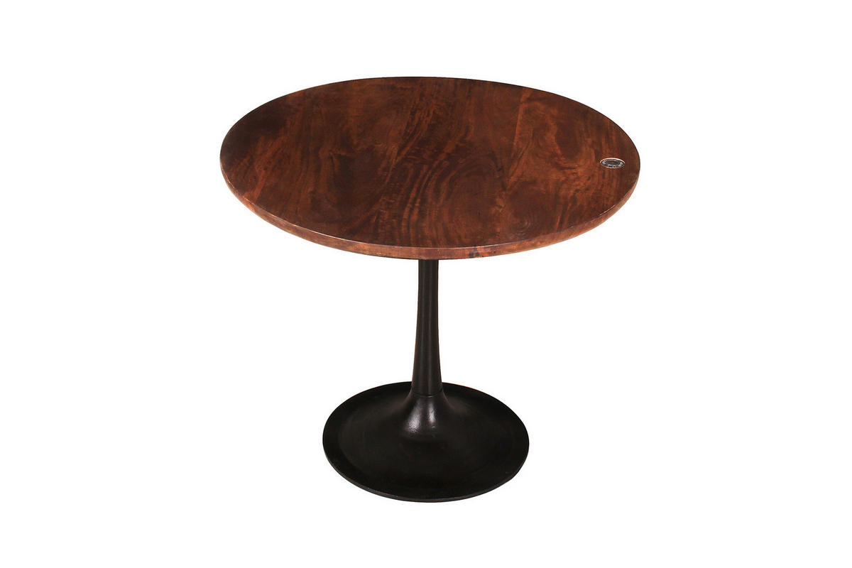 BEISTELLTISCH 60/60/50 cm Mangoholz massiv Braun, Schwarz rund  - Schwarz/Braun, Design, Holz/Metall (60/60/50cm) - MID.YOU