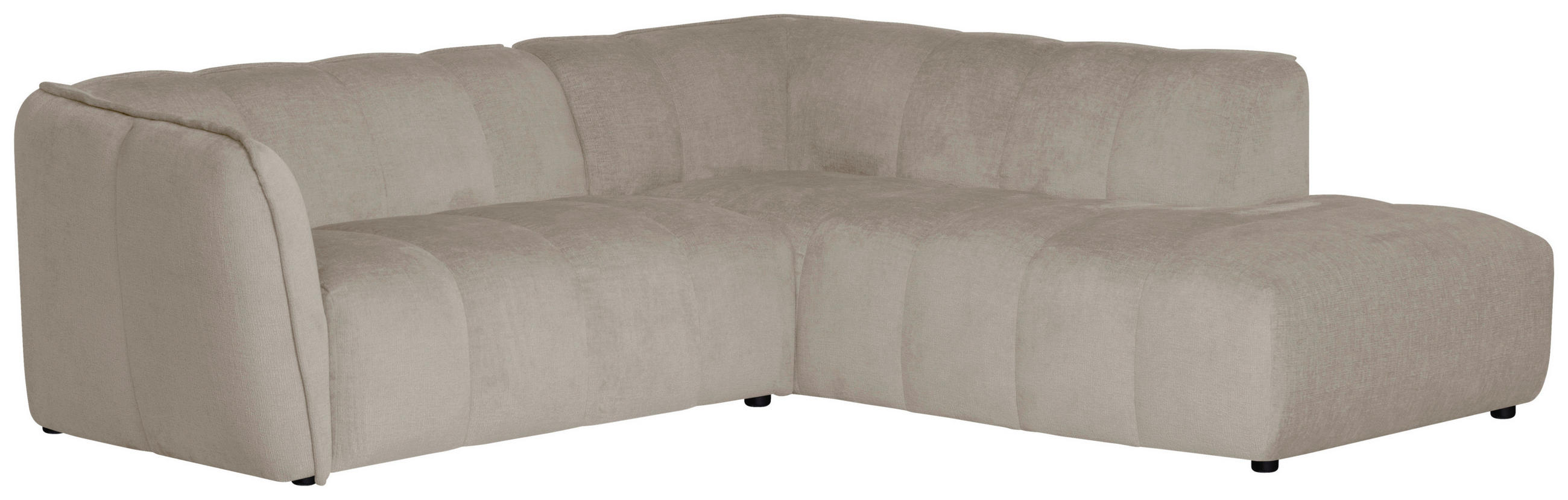 ECKSOFA LIVOLI in Chenille Creme  230/218 cm  - Creme/Schwarz, Design, Textil (230/218cm) - MID.YOU