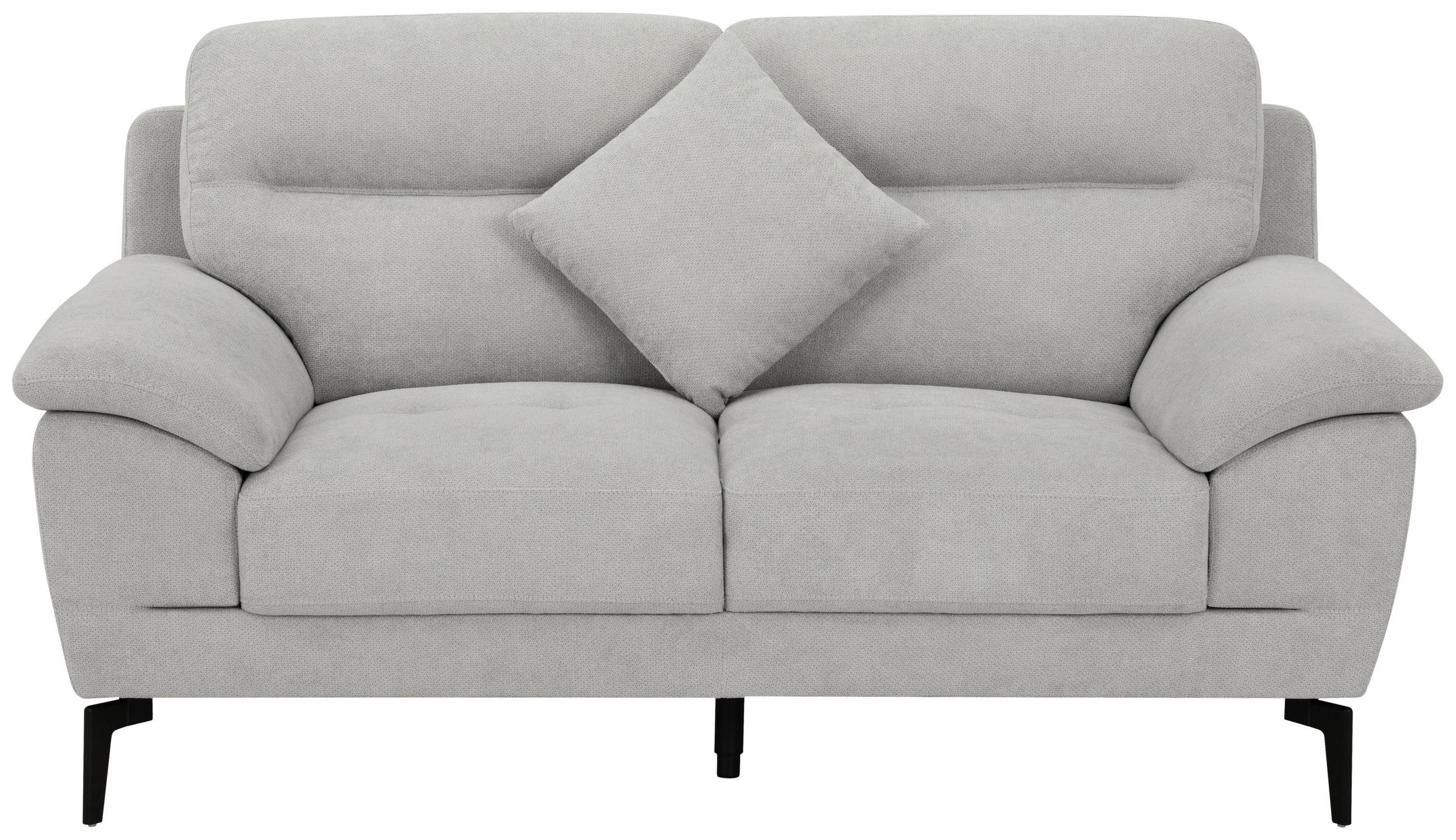 BOXSPRINGSOFA in Textil Grau  - Schwarz/Grau, KONVENTIONELL, Textil/Metall (175/92/94cm) - Livetastic
