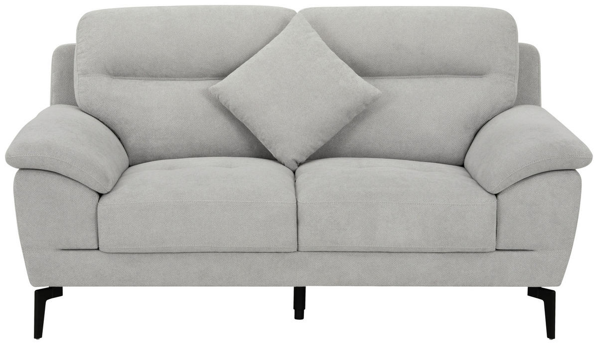 BOXSPRINGSOFA in Textil Grau  - Schwarz/Grau, KONVENTIONELL, Textil/Metall (175/92/94cm) - Livetastic