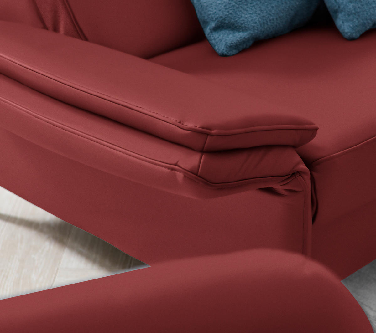 2,5-SITZER in Echtleder Bordeaux  - Bordeaux/Schwarz, Design, Leder/Metall (164/84/99cm) - Dieter Knoll