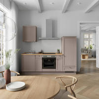 KÜCHENBLOCK Frame 240 cm  in Eichefarben, Beigebraun  - Edelstahlfarben/Eichefarben, MODERN, Holzwerkstoff/Metall (240cm) - Nobilia