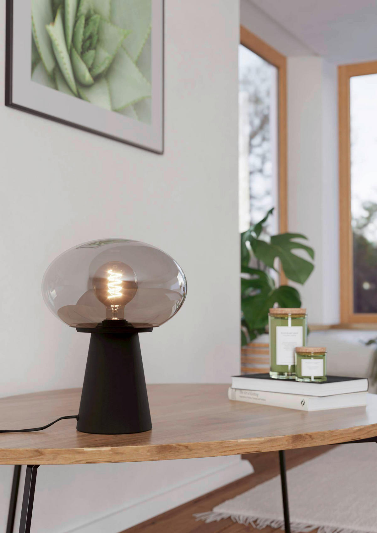 TISCHLEUCHTE 25/32,5 cm   - Schwarz/Grau, Design, Glas/Metall (25/32,5cm) - Eglo