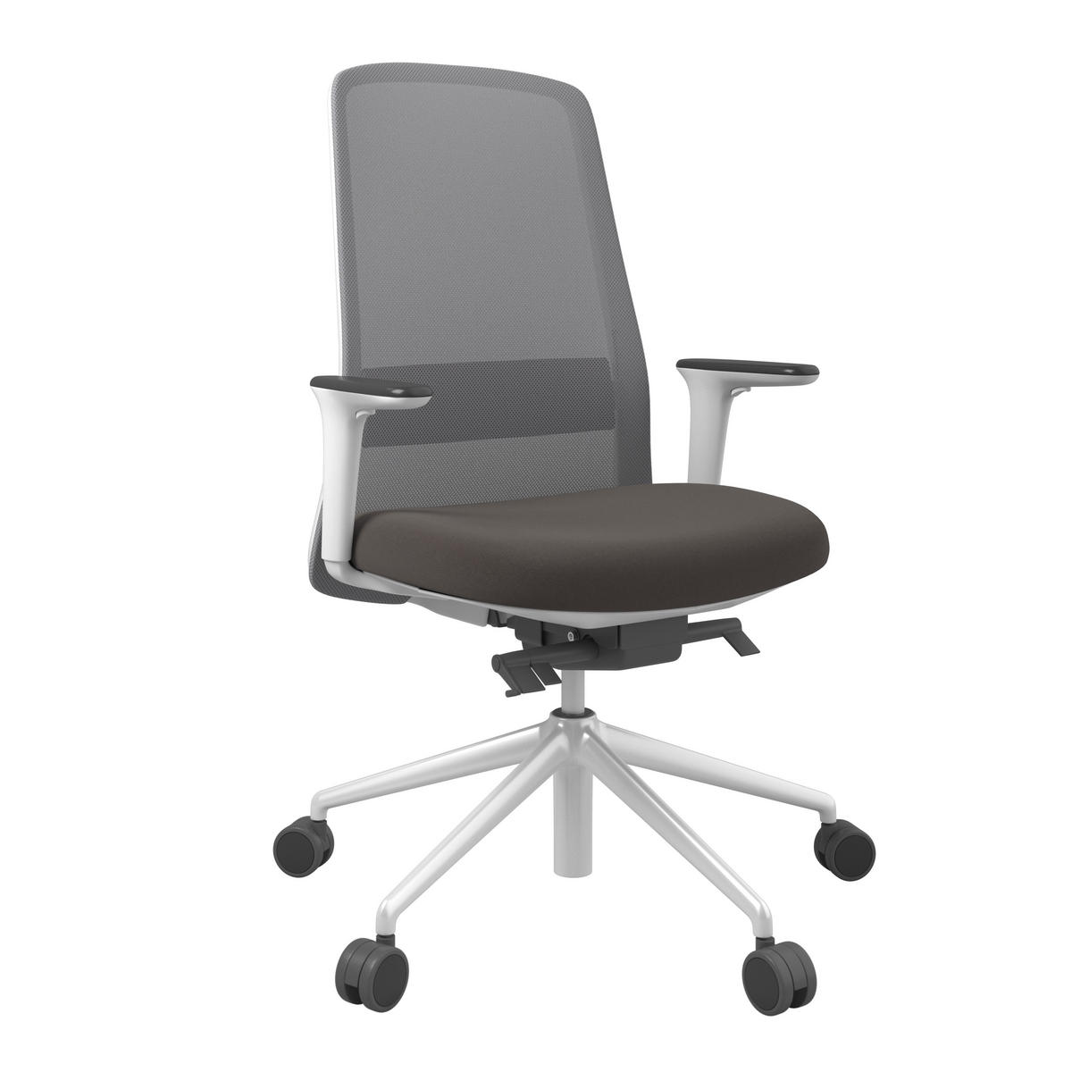 DREHSTUHL Grau, Weiß, Dunkelbraun  - Dunkelbraun/Weiß, MODERN, Kunststoff/Textil (70/103-115/70cm)