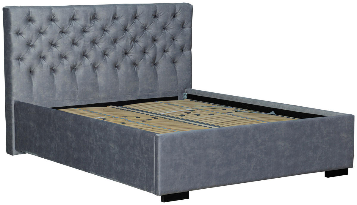 POLSTERBETT 180/200 cm  in Grau  - Schwarz/Grau, Design, Holz/Textil (180/200cm) - Boxxx