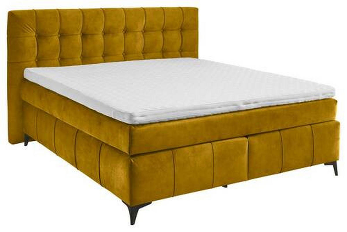 BOXSPRINGBETT 180/200 cm  in Gelb  - Gelb/Schwarz, KONVENTIONELL, Kunststoff/Textil (180/200cm) - Modante